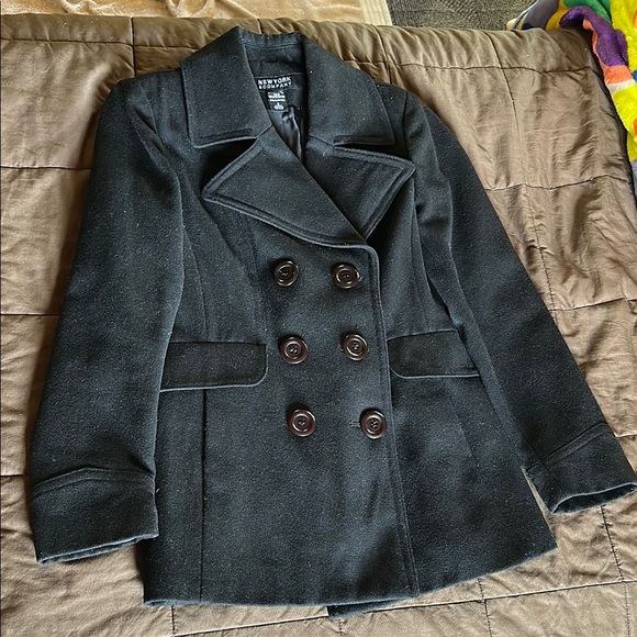 New York & Company Jackets & Blazers - New York & Company Wool & Polyester Black Pea Coat